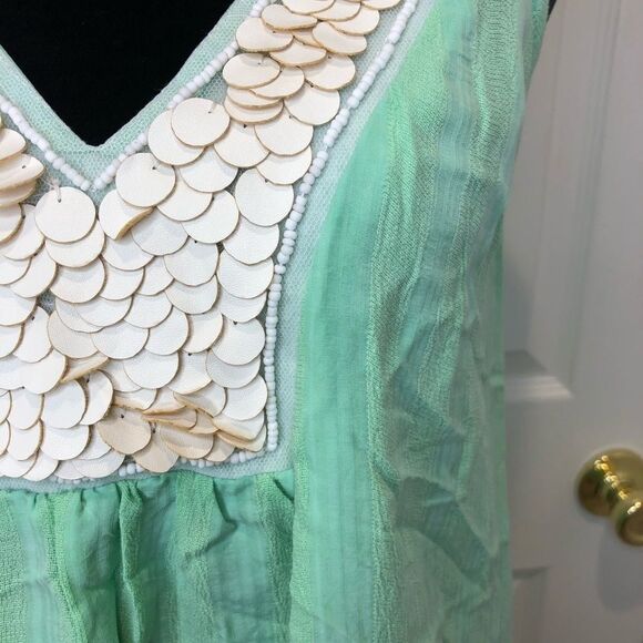 Liv Los Angeles mint green beaded tank blouse - Picture 2 of 10
